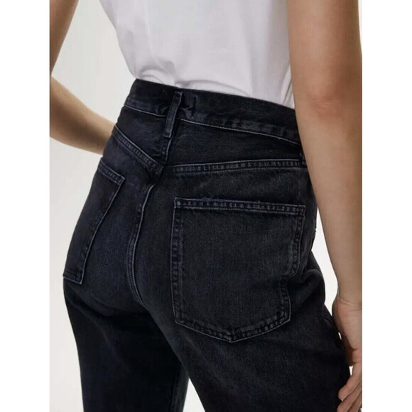 Agolde 90s Bermuda Shorts Women’s 23 Black Denim Raw Hem Mid Rise NWT - Picture 9 of 16